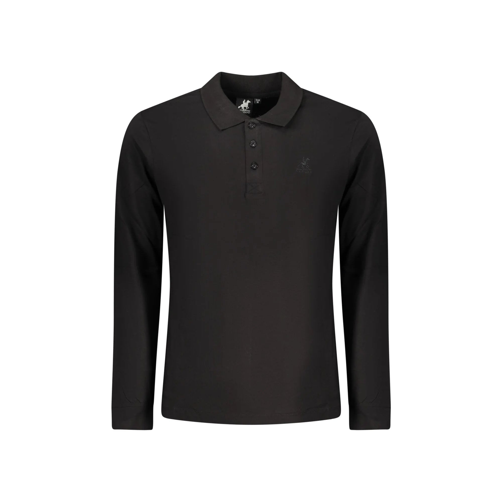 U.S. Grand Polo Uomo Nera Maniche Lunghe Cotone Ricamo Logo Nero - foto prodotto